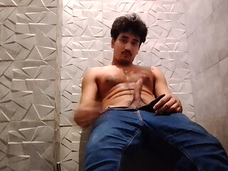 Muscular Asian Stud Jerks Huge Cock