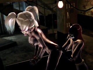 Batgirl and Harley Quinn dominate in intense BDSM hentai scene