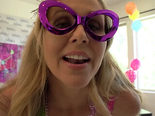 It is a birthday party and the ladies are having a lesbian orgy