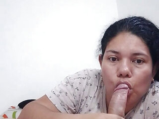 Professional Latina submissive deep blowjob