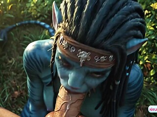 Pandora moonlight guides blue anime Avatar babes to taste human cock