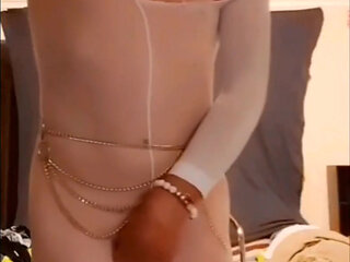 Bodysuit Wand Insertion to Big Cum Leakage