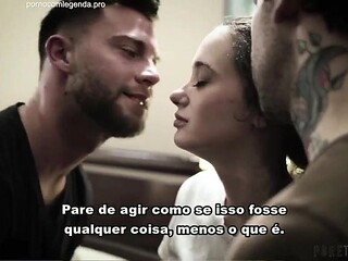 Two guys make their girl friend feel good