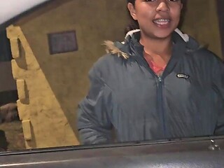 Horny Latina chick asks me if I caould drive her home for a quick fuck in my car
