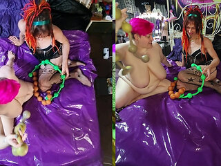 Jasmine Dlight Pinky BBW Going Balls Deep with 3 Strings of Balls Extreme Anal Training