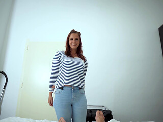 Redhead MILF Elly Rides Hard Cock in Hotel Room