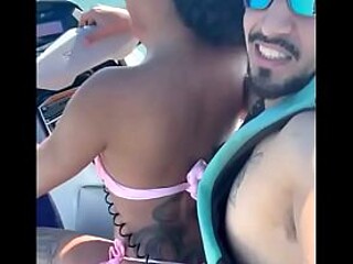 Sexy Latina wife gets fucked by a muscular jetski coach on the beach