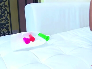 Busty ebonies break out the dildos and anal plugs during  girl on girl quickie