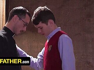 Ultra-kinky Altar Boy Dakota Lovell And Fr. Fiore Take Turns Railing Each Other Rock-rock-hard Cum-pumps