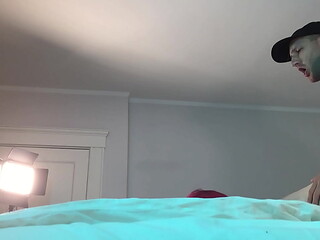 Pizza Delivery Guy Fucks Trans in Chastity