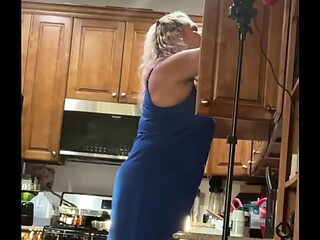 Sexy blonde wife in everyday life