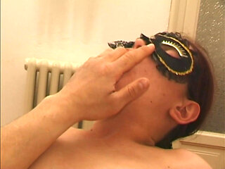 Young Busty Masked Secretary Fucked Doggy Style and Cummed on Back by Huge Amateur Cock