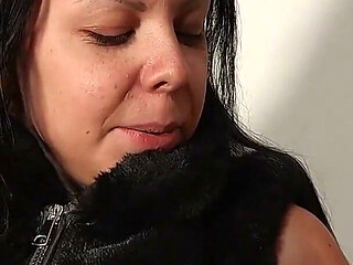 Carla smoking in fur jacket