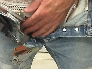 My whore thong under my Levi's jeans