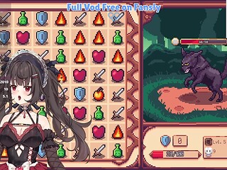 Vtuber gets teased with her vibrator while playing hentai games until she cums
