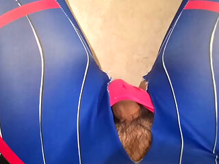 Big Cock Shemale in Dva Cosplay and pink Thong Jerking Off and Cumshot after Anal Masturbation with Big Dildo and Butt Plug