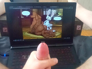Gooning to Sam and Max Yiffing - SLOW MO CUMSHOT