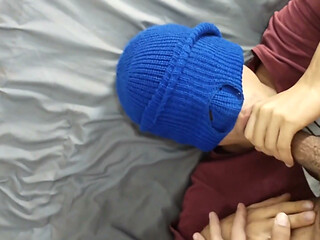 Latin Twink Kneels and Swallows Everything From Muscular Gym Male