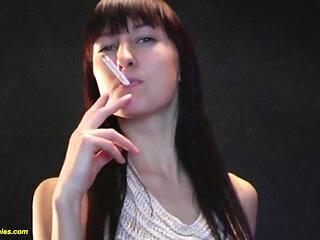 Skinny babe dancing and smoking naked