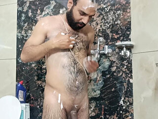 Indian Rajasthani Desi Gay masterbation show with shower