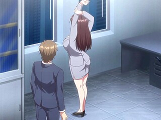 MILF boss stuck overnight gets throat fucked & filled hard on desk (ENG Dub)
