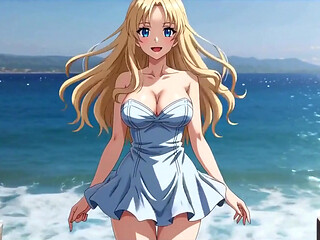 Blonde Mini Dress Slut Pier Ass & Tit Flash Loud Masturbation Ai Generated