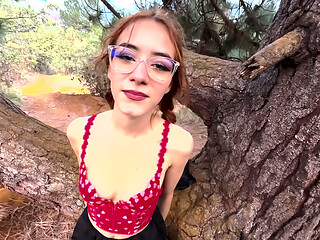 I fuck a skinny girl in the woods in full view of everyone