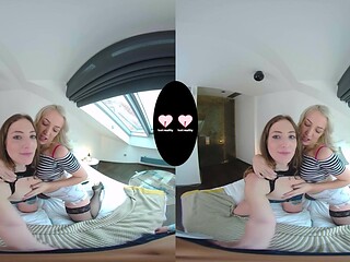 Daddy fucks two hot blondes in a wild threeway