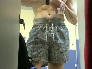 After a very intense workout, I undressed in the locker room and got a little horny