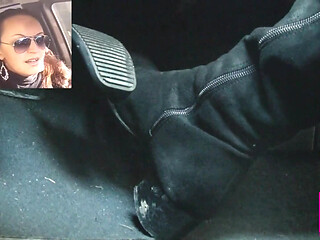 Driving Fast in Black Suede Knee High Boots