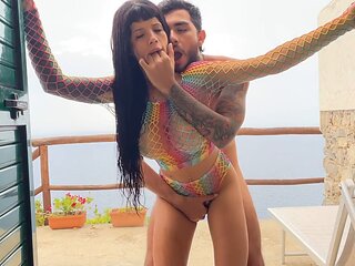Petite latina, petite brunette, fucking outside