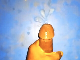 School boy playing big cock at home