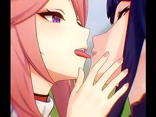 Yae miko x Raiden Shogun lesbian (Genshin impact / AI generated )