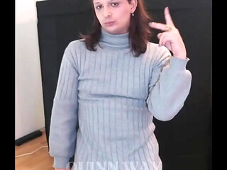 Quinn Way shows off her caged pussy