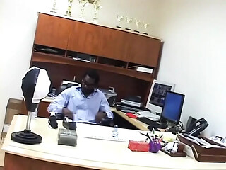 Black office babe takes it in the ass