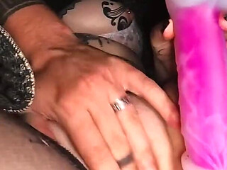 Goth Girl Gets Bored While Driving - Dildo, Throat Fuck.