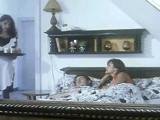 Married man pleasures wife and maid in classic retro lingerie