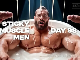 Sticky Muscle Men Day 98 Preview, Muscle Guys, Big Dicks, Big Cum Loads (AI-Generated)