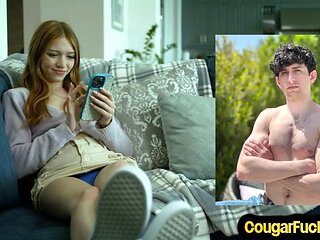 Nympho MILF cockriding on lovers cock