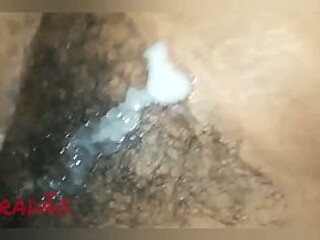 Busty black Latina amateur swallows his load after tasty ass massage