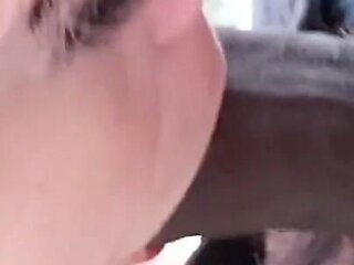 Housewife Gagging on Black Man Mover Interracial Head at Work