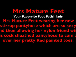 Mrs Mature Feet Allowing Her Nylon Friend to Spunk 519