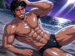 Ai Muscle Hunks on Beach