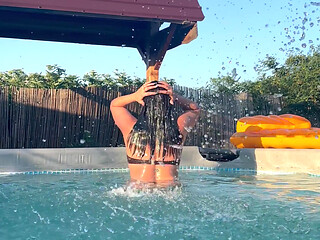 Sexy Pool Tease in a Tiny Bikini