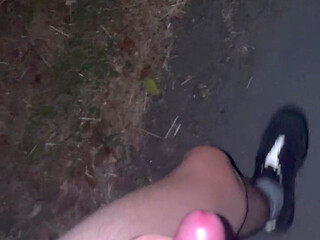 Big cumshot on the forest path