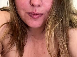 Cute blonde with big boobs solo