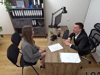 Two cute teens fucked at the casting in an office setting