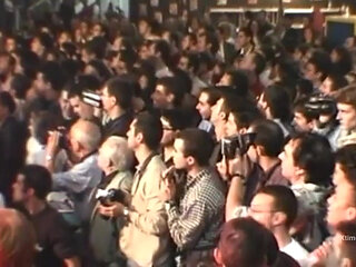 Nasty girl surrounded by excited men wildly gangbanged