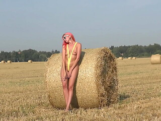 Yellow slingshot bikini on the field
