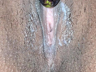 Desi girl masturbates with eggplant and moans loudly